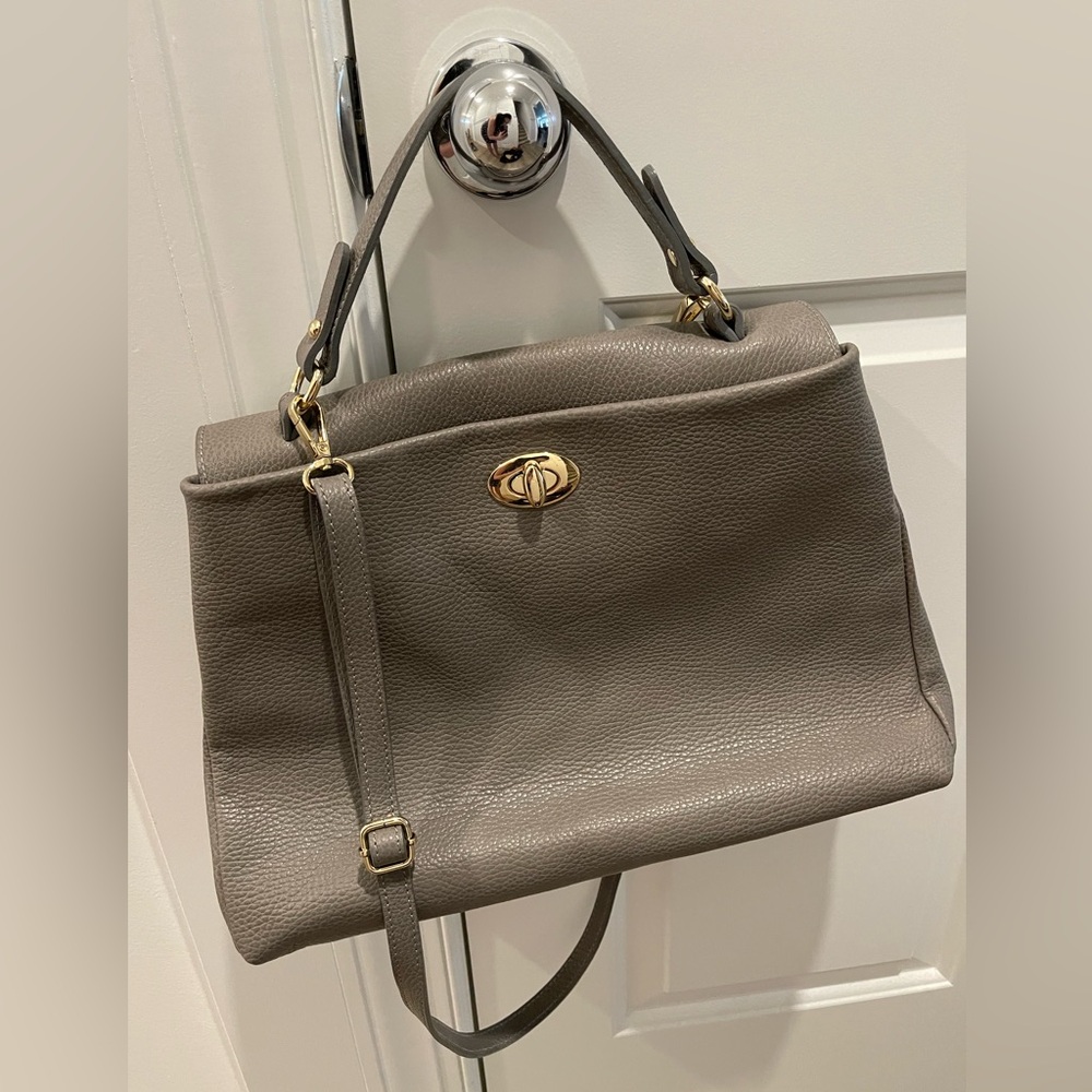 Pulicati Made in Italy Italian Leather Grey Satchel